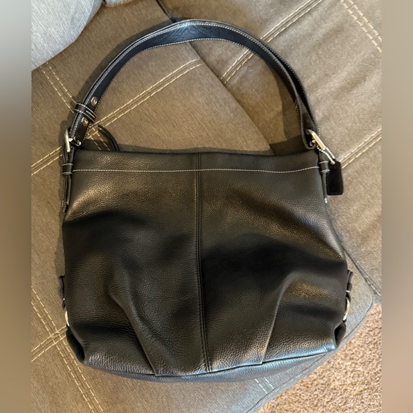 Coach Black Pebbled Leather Hobo Bag Style F15064 - Picture 1 of 9